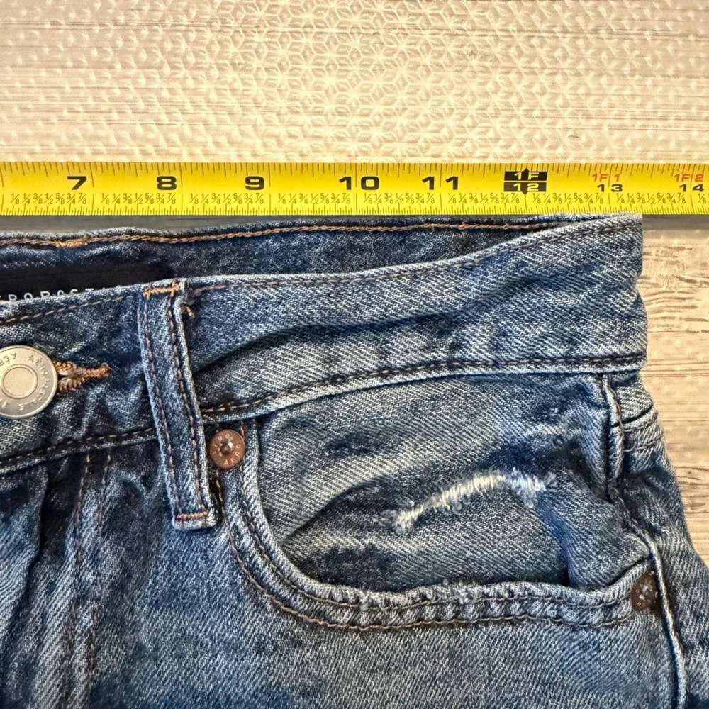 Aeropostale Mom Short Womens 0 Blue Distressed High Rise Denim Cut Offs Grunge